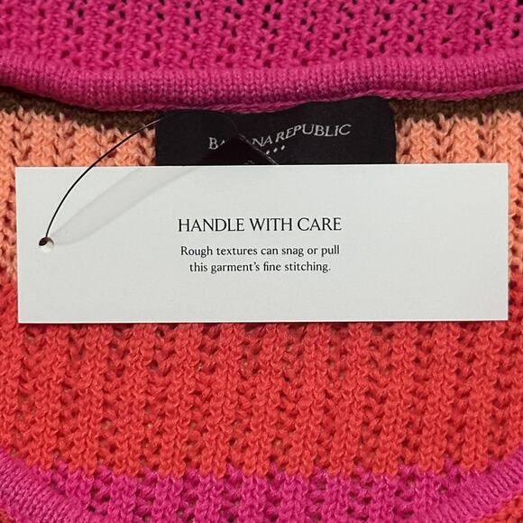 New $120 BANANA REPUBLIC Open-Stitch Midi Sweater Knit Dress Striped Pool Beach - Picture 12 of 14